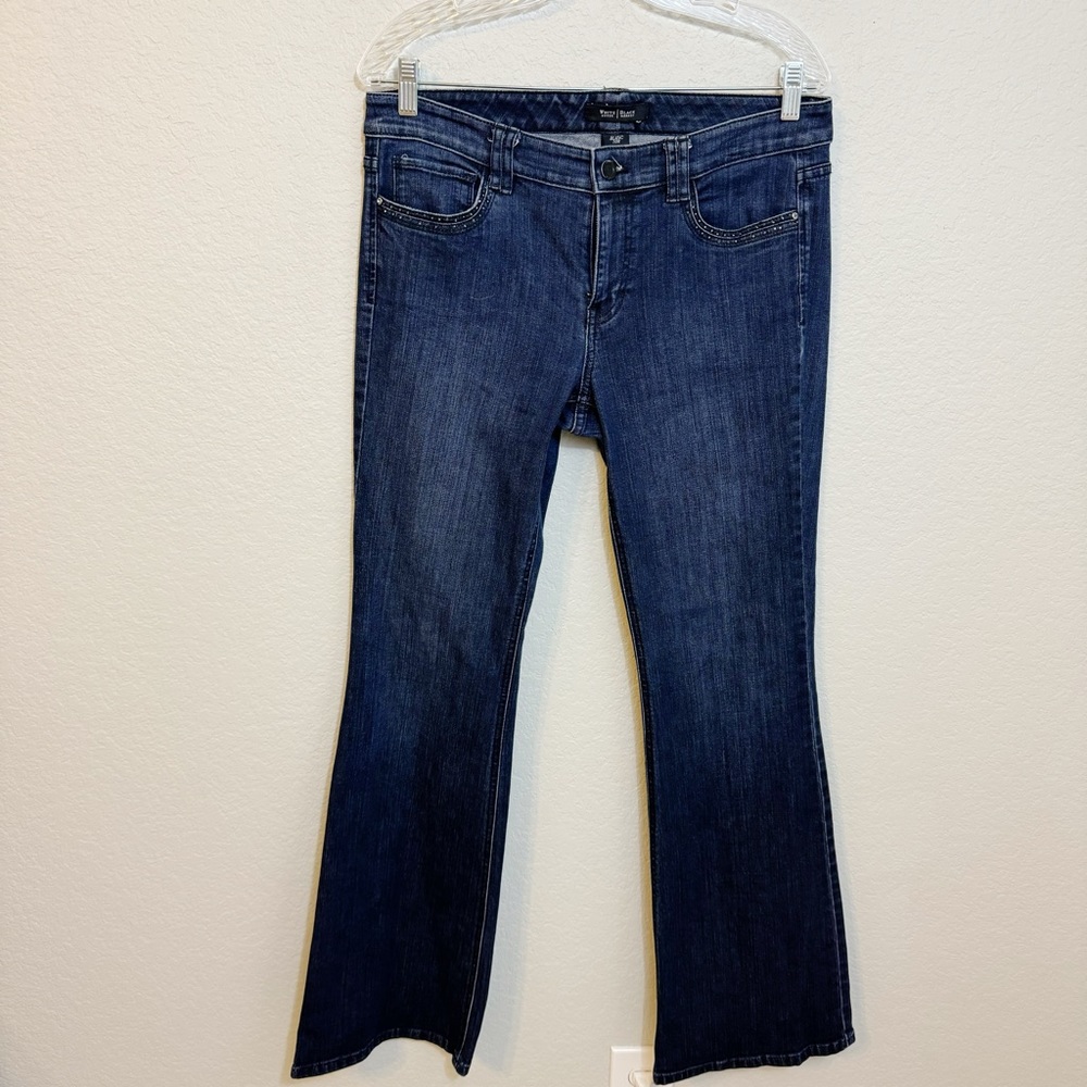 WHBM Dark Wash‎ Flare Legs 10R Crystal Detail Jeans